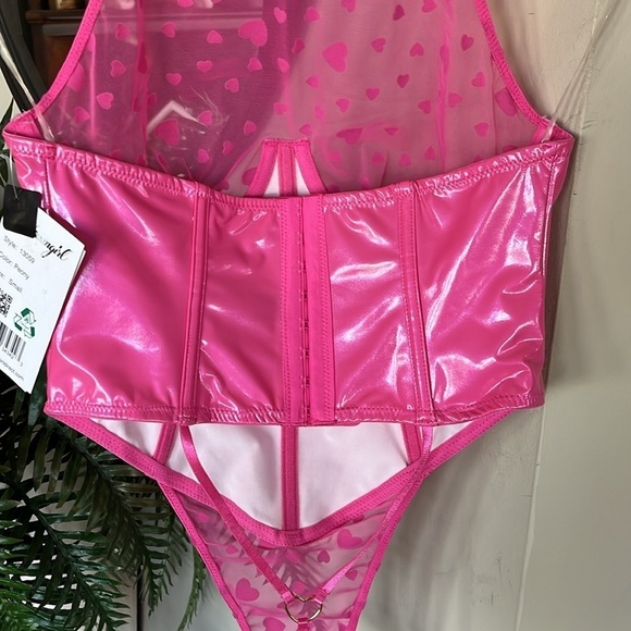 Brand New Flocked Heart Stretch Mesh & Stretch
Vinyl Halter Teddy Pink Peony - Picture 12 of 16
